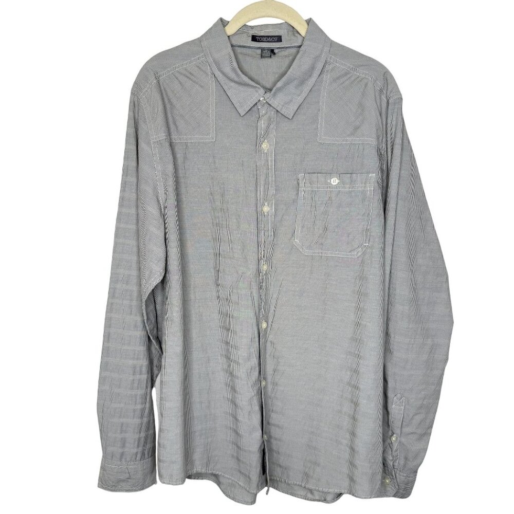 Toad&Co Mens Gray Striped Button-Up Long Sleeve Shirt, L